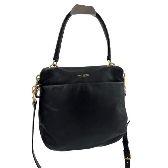 Henri Bendel West 57th Black Pebbled Leather Satchel / Crossbody Bag - Picture 4 of 11